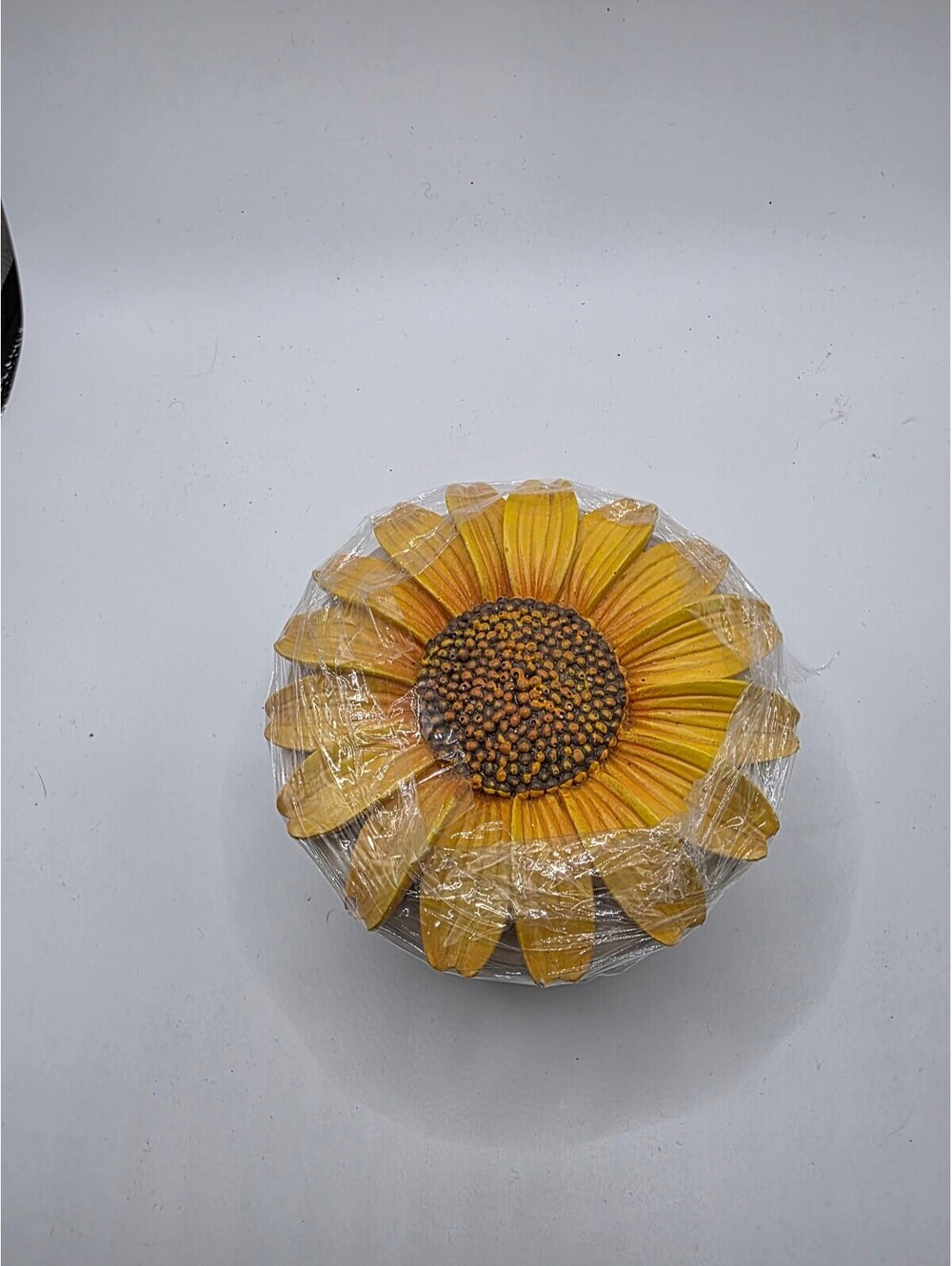 Place & Time Fall Sunflower Lidded Decorative Container Yellow Floral 4.5"